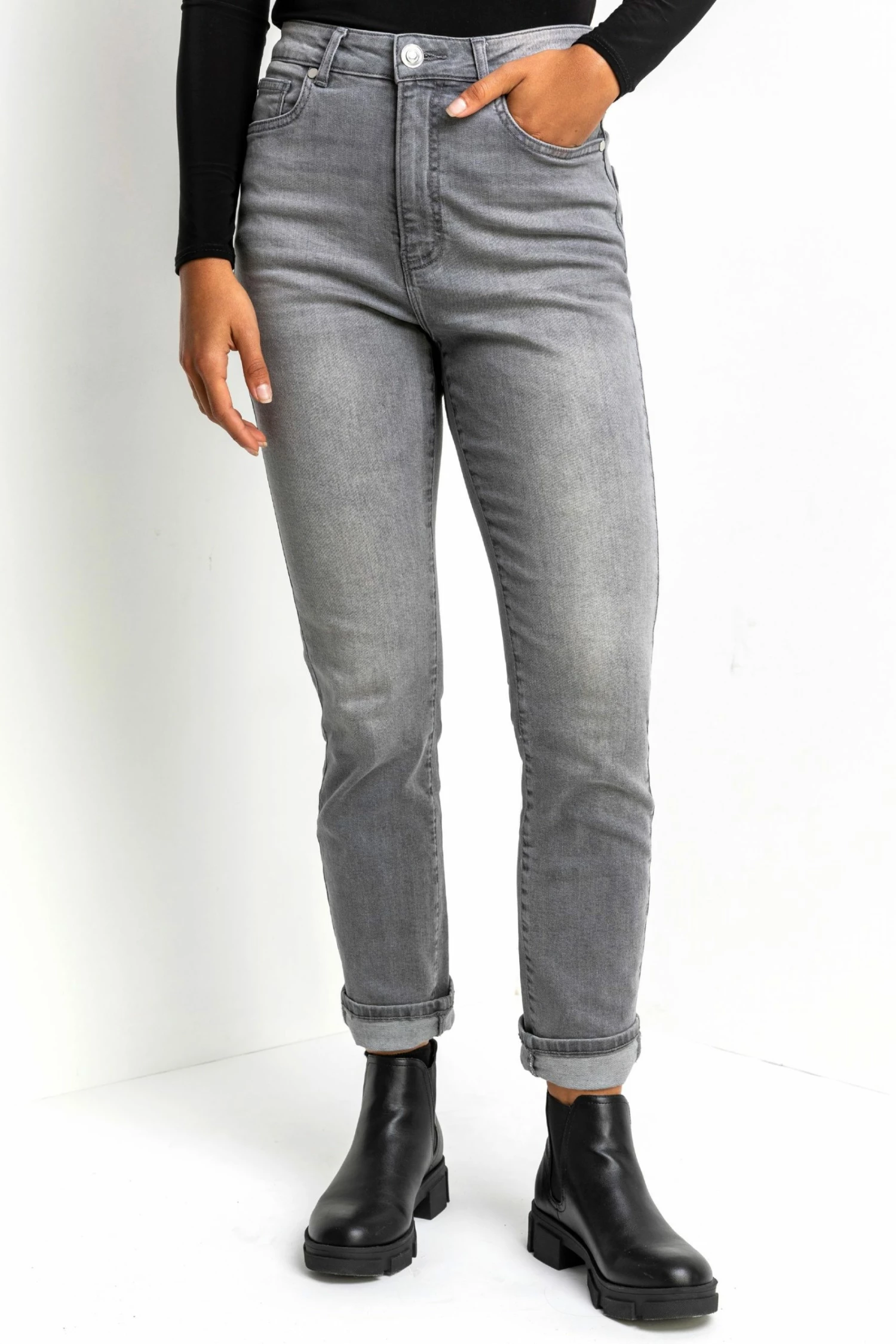 Roman Grey Slim Leg Mom Jeans 5 Roman Grey Slim Leg Mom Jeans - Image 3