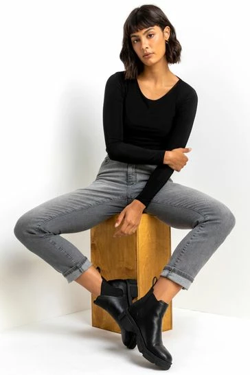 Roman Grey Slim Leg Mom Jeans 7 Roman Grey Slim Leg Mom Jeans - Image 5