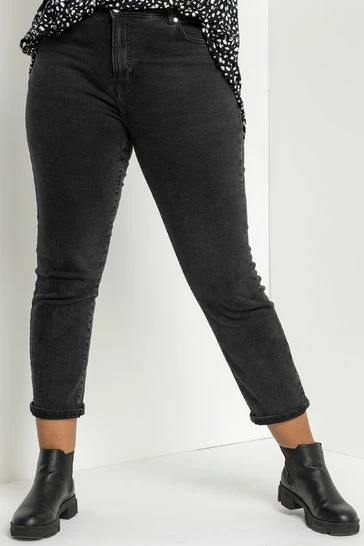 Roman Black Curve High Waisted Mom Jeans 6 Roman Black Curve High Waisted Mom Jeans - Image 4