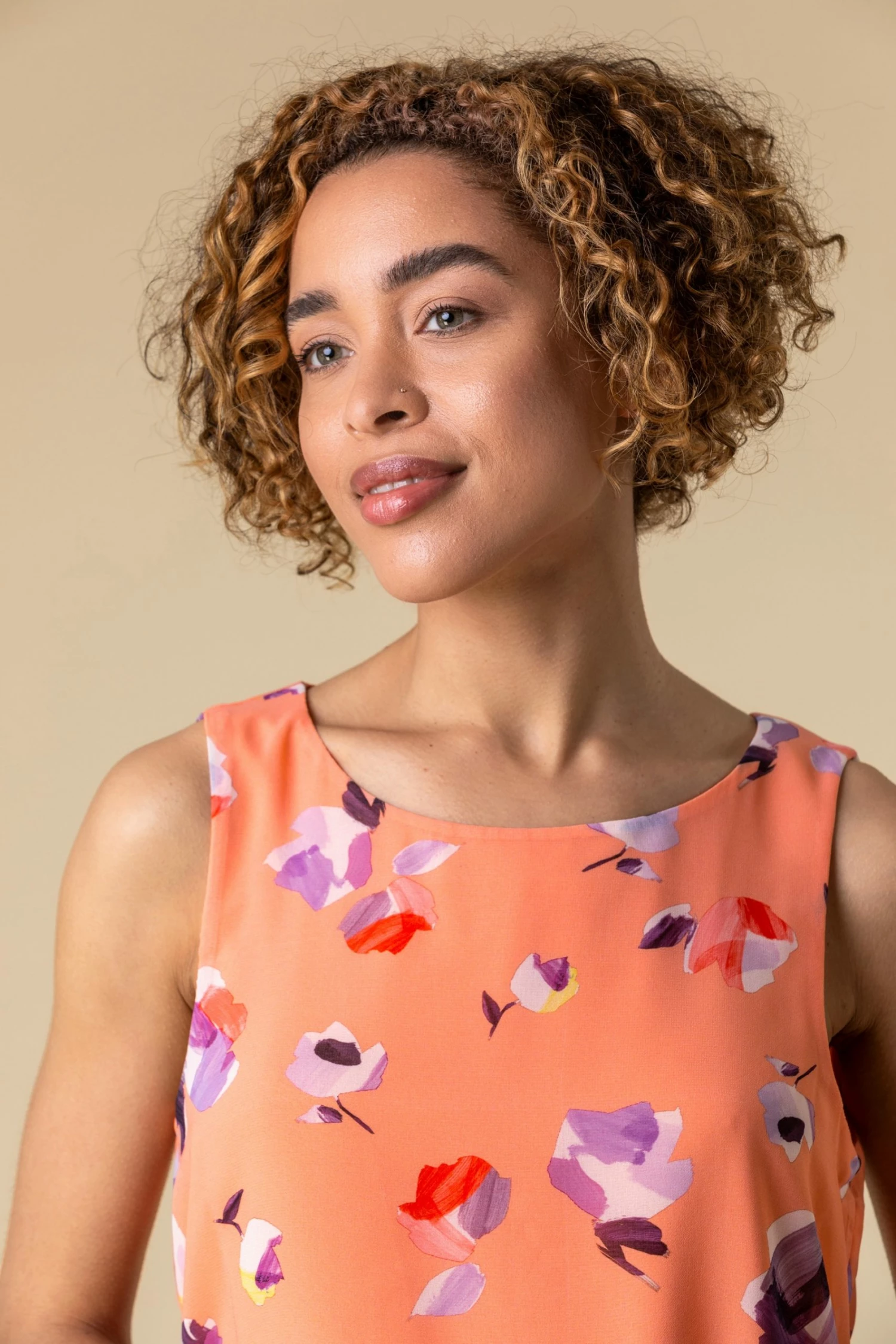 Roman Pink Abstract Floral Print Vest Top 5 Roman Pink Abstract Floral Print Vest Top - Image 4