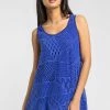 Roman Blue Lace Overlay Hanky Hem Vest Top
