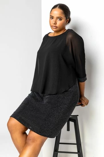 Roman Silver Curve Chiffon Overlay Dress 7 Roman Silver Curve Chiffon Overlay Dress - Image 5