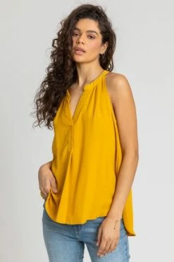 Roman Yellow Plain Dipped Hem Vest Top -Roman Sales Shop unnamed file 12120