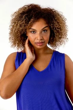 Roman Blue Curve Plain V-Neck Vest Top 10 Roman Blue Curve Plain V-Neck Vest Top -Roman Sales Shop unnamed file 12125