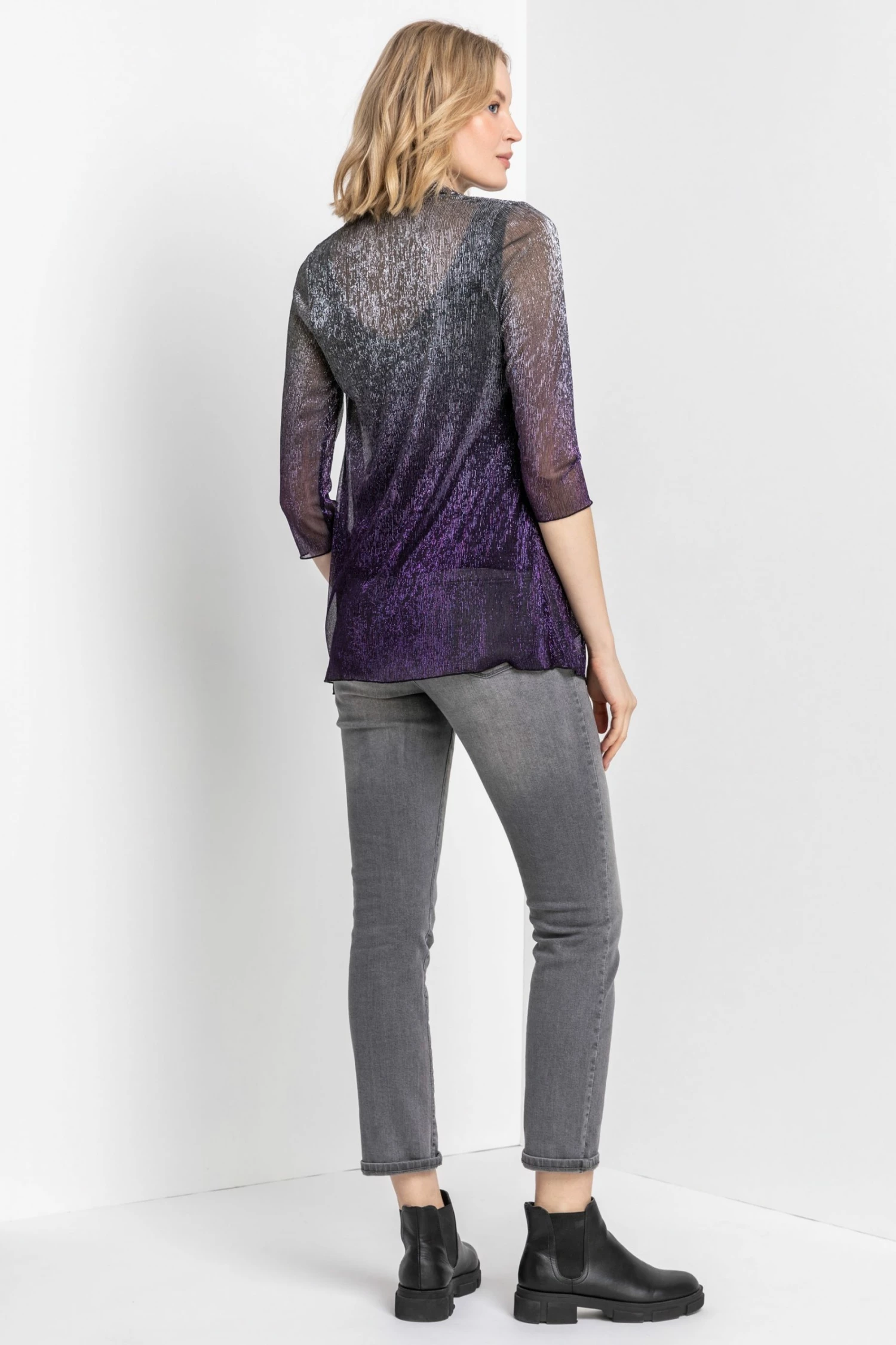 Roman Purple Ombre Metallic Plisse Vest Top 4 Roman Purple Ombre Metallic Plisse Vest Top - Image 2