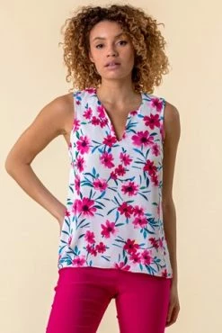 Roman Multi Floral Print Notch Neck Top 11 Roman Multi Floral Print Notch Neck Top -Roman Sales Shop unnamed file 12168