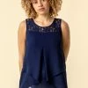 Roman Navy Lace Yoke Asymmetric Vest Top 1 Roman Navy Lace Yoke Asymmetric Vest Top -Roman Sales Shop unnamed file 12169