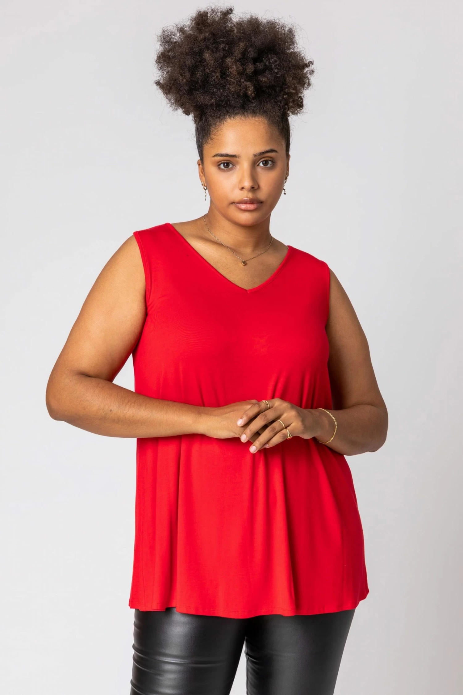 Roman Red Curve Plain V-Neck Vest Top 3 Roman Red Curve Plain V-Neck Vest Top