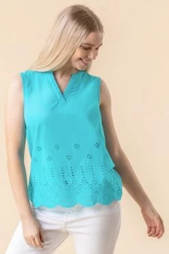 Roman Blue Sleeveless Scalloped Broderie Top 11 Roman Blue Sleeveless Scalloped Broderie Top -Roman Sales Shop unnamed file 12188