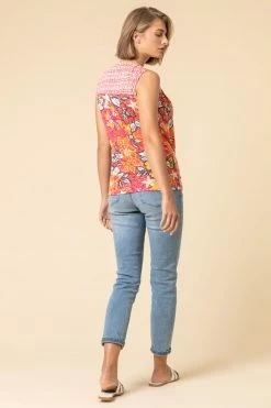 Roman Pink Tropical Floral Burnout Tie Detail Top 8 Roman Pink Tropical Floral Burnout Tie Detail Top -Roman Sales Shop unnamed file 12190