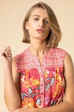 Roman Pink Tropical Floral Burnout Tie Detail Top 10 Roman Pink Tropical Floral Burnout Tie Detail Top -Roman Sales Shop unnamed file 12192