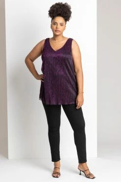 Roman Purple Curve Metallic Plisse Vest Top 12 Roman Purple Curve Metallic Plisse Vest Top -Roman Sales Shop unnamed file 12196