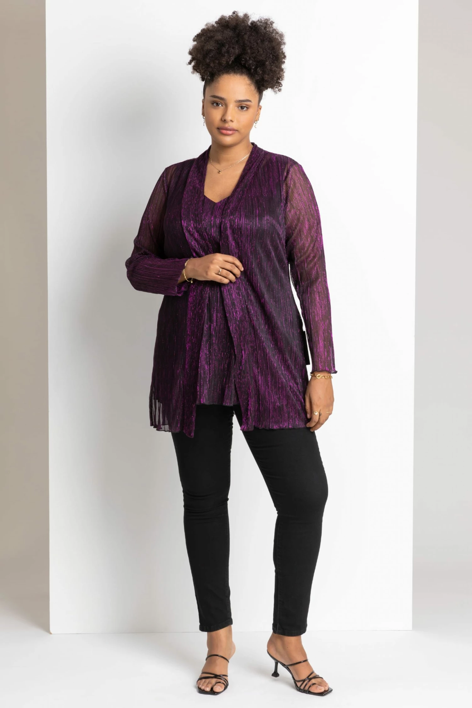 Roman Purple Curve Metallic Plisse Vest Top 6 Roman Purple Curve Metallic Plisse Vest Top - Image 4