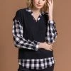 Roman Black Check Print Sweater Vest Top 2 Roman Black Check Print Sweater Vest Top -Roman Sales Shop unnamed file 12202