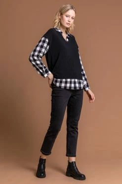 Roman Black Check Print Sweater Vest Top 10 Roman Black Check Print Sweater Vest Top -Roman Sales Shop unnamed file 12204