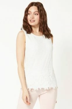 Roman Ivory Lace Front Jersey Vest Top -Roman Sales Shop unnamed file 12217