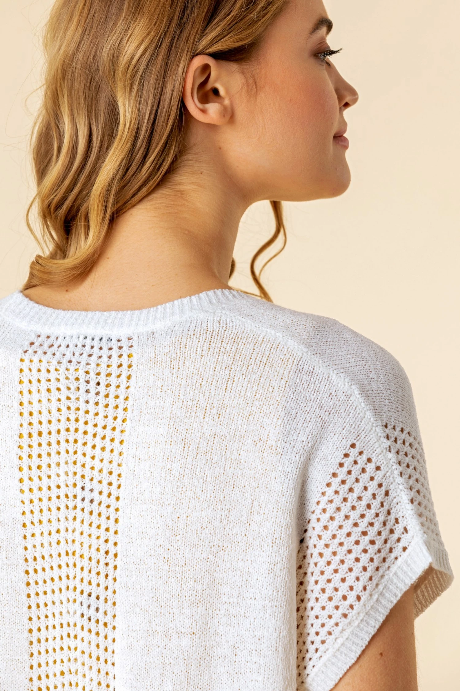 Roman White Tape Stitch Short Sleeve Shrug 5 Roman White Tape Stitch Short Sleeve Shrug - Image 4