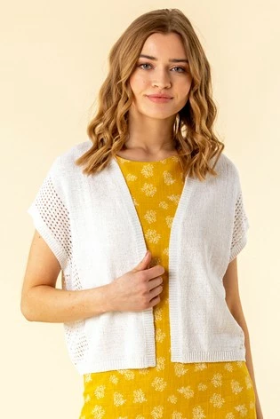 Roman White Tape Stitch Short Sleeve Shrug 6 Roman White Tape Stitch Short Sleeve Shrug - Image 5