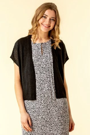 Roman White Tape Stitch Short Sleeve Shrug 9 Roman White Tape Stitch Short Sleeve Shrug - Image 8