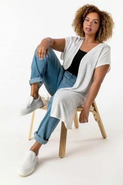 Roman White Curve Cap Sleeve Longline Cardigan 10 Roman White Curve Cap Sleeve Longline Cardigan -Roman Sales Shop unnamed file 12228