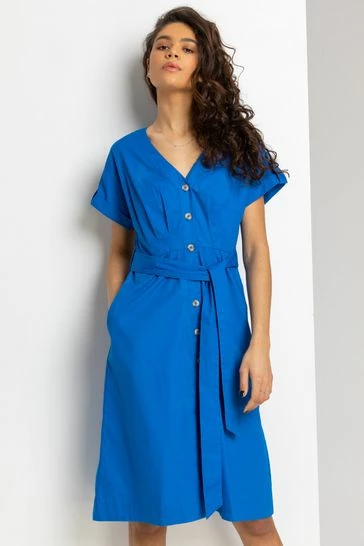 Roman Black Cotton Belted Midi Shirt Dress 8 Roman Black Cotton Belted Midi Shirt Dress - Image 6