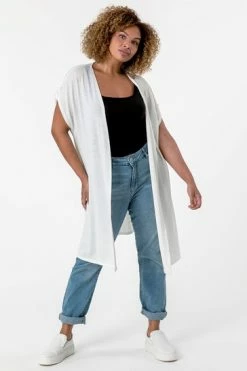 Roman White Curve Cap Sleeve Longline Cardigan 13 Roman White Curve Cap Sleeve Longline Cardigan -Roman Sales Shop unnamed file 12231