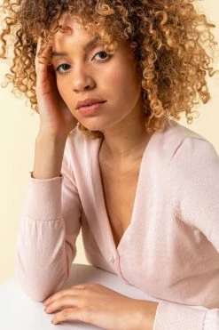 Roman Pink Faux Pearl Button Detail Cardigan -Roman Sales Shop unnamed file 12235