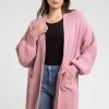 Roman Pink Curve Curve Longline Ribbed Cardigan -Roman Sales Shop unnamed file 12240