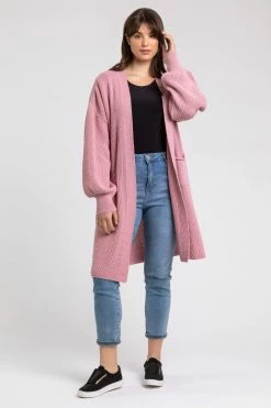 Roman Pink Curve Curve Longline Ribbed Cardigan 12 Roman Pink Curve Curve Longline Ribbed Cardigan -Roman Sales Shop unnamed file 12242