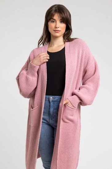 Roman Pink Curve Curve Longline Ribbed Cardigan 7 Roman Pink Curve Curve Longline Ribbed Cardigan - Image 5