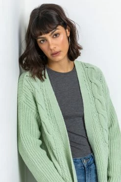 Roman Green Cable Knit Longline Cardigan -Roman Sales Shop unnamed file 12251