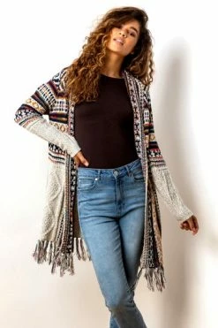 Roman Cream Aztec Print Fringed Hem Cardigan 11 Roman Cream Aztec Print Fringed Hem Cardigan -Roman Sales Shop unnamed file 12259