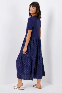 Roman Blue Contrast Spot Print Tiered Midi Dress 9 Roman Blue Contrast Spot Print Tiered Midi Dress -Roman Sales Shop unnamed file 1226