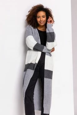 Roman Grey Longline Colourblock Cardigan