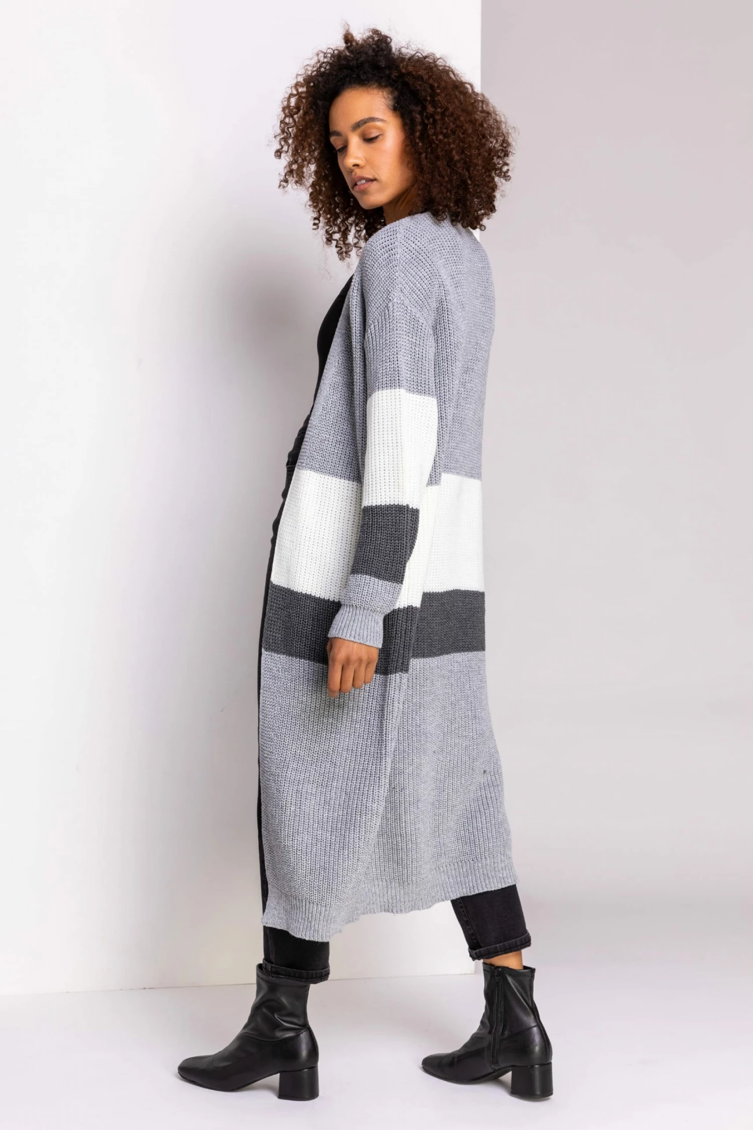 Roman Grey Longline Colourblock Cardigan 4 Roman Grey Longline Colourblock Cardigan - Image 2
