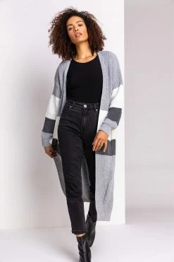 Roman Grey Longline Colourblock Cardigan 10 Roman Grey Longline Colourblock Cardigan -Roman Sales Shop unnamed file 12272