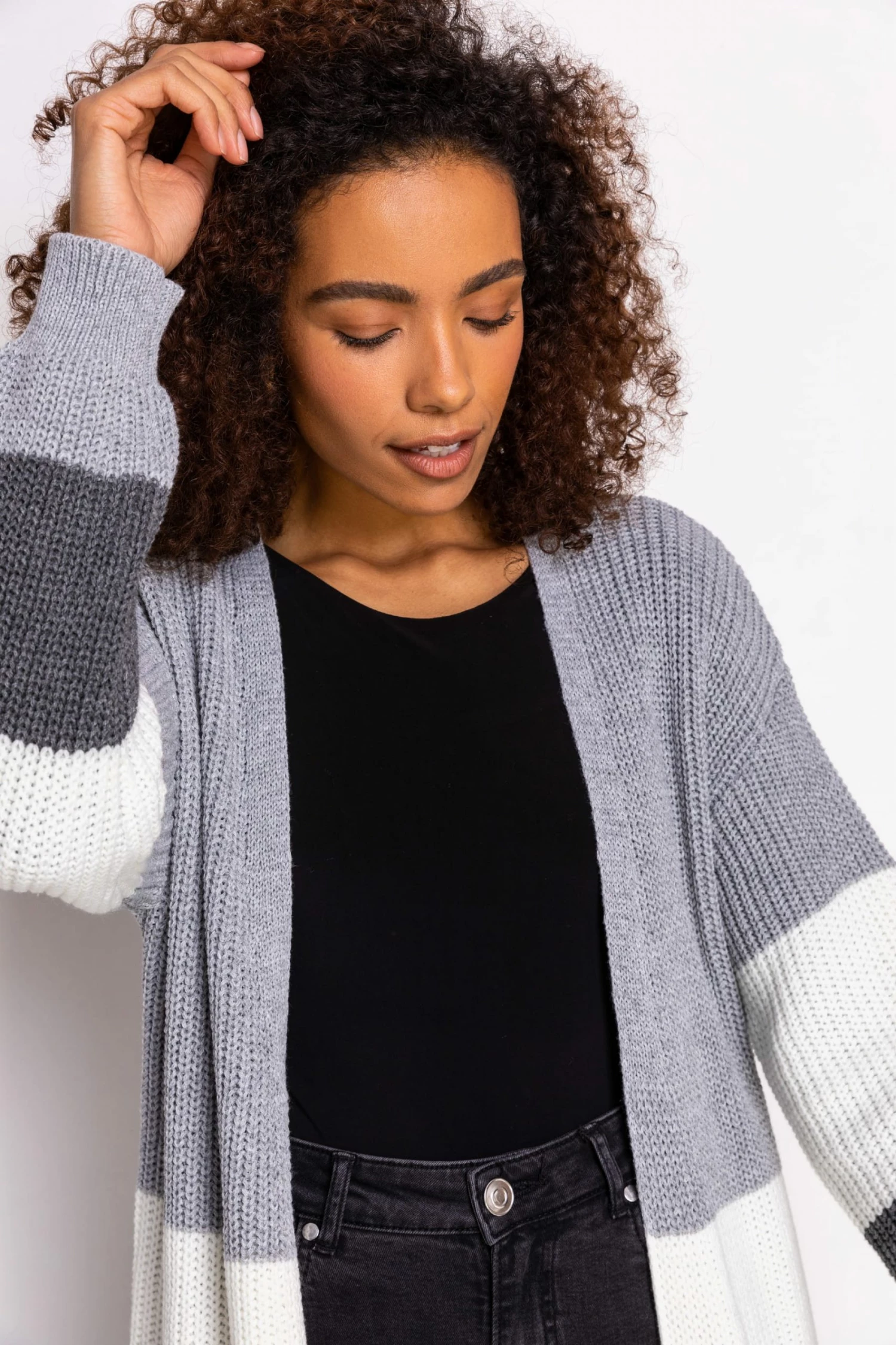 Roman Grey Longline Colourblock Cardigan 7 Roman Grey Longline Colourblock Cardigan - Image 5