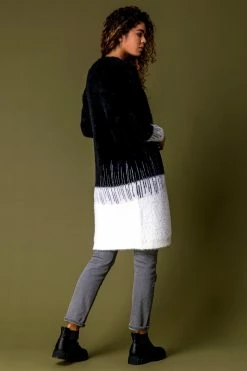 Roman Black Line Print Longline Fluffy Cardigan 9 Roman Black Line Print Longline Fluffy Cardigan -Roman Sales Shop unnamed file 12278