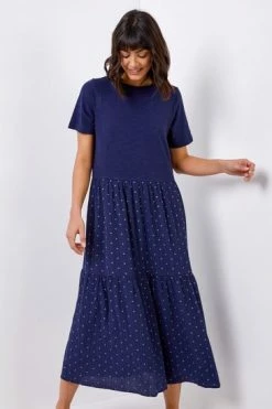 Roman Blue Contrast Spot Print Tiered Midi Dress 11 Roman Blue Contrast Spot Print Tiered Midi Dress -Roman Sales Shop unnamed file 1228