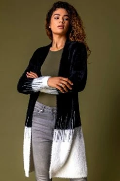 Roman Black Line Print Longline Fluffy Cardigan 11 Roman Black Line Print Longline Fluffy Cardigan -Roman Sales Shop unnamed file 12280