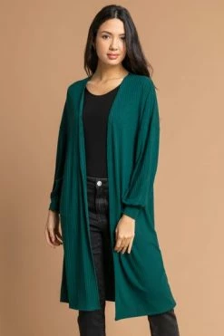 Roman Green Longline Ribbed Texture Cardigan 15 Roman Green Longline Ribbed Texture Cardigan -Roman Sales Shop unnamed file 12286