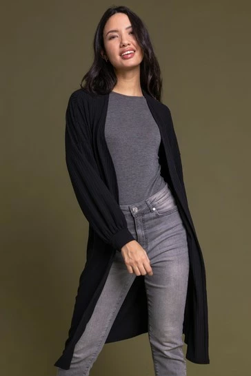 Roman Green Longline Ribbed Texture Cardigan 10 Roman Green Longline Ribbed Texture Cardigan - Image 8