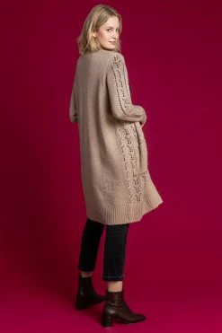 Roman Brown Pointelle Knit Pocket Cardigan -Roman Sales Shop unnamed file 12292