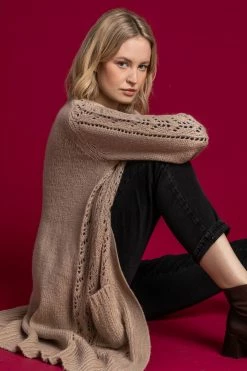 Roman Brown Pointelle Knit Pocket Cardigan -Roman Sales Shop unnamed file 12293
