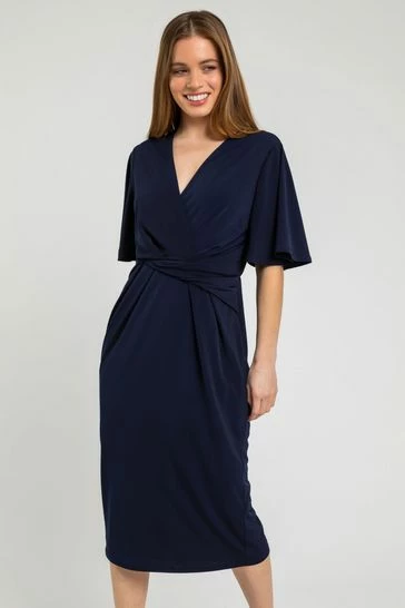 Roman Blue Petite Chiffon Frill Detail Dress 7 Roman Blue Petite Chiffon Frill Detail Dress - Image 5