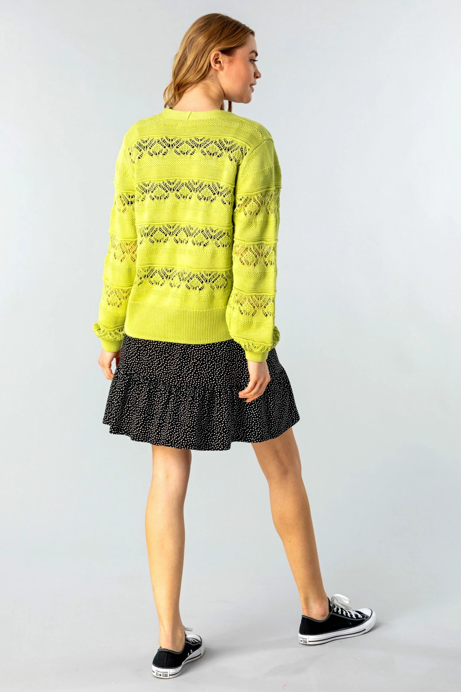 Roman Green Jewel Button Knit Stitch Cardigan 4 Roman Green Jewel Button Knit Stitch Cardigan - Image 2