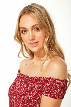 Roman Red Print Shirred Bardot Maxi Dress 15 Roman Red Print Shirred Bardot Maxi Dress -Roman Sales Shop unnamed file 1231