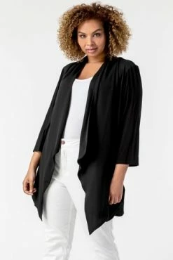 Roman Black Curve Woven Front Jersey Cardigan 13 Roman Black Curve Woven Front Jersey Cardigan -Roman Sales Shop unnamed file 12310