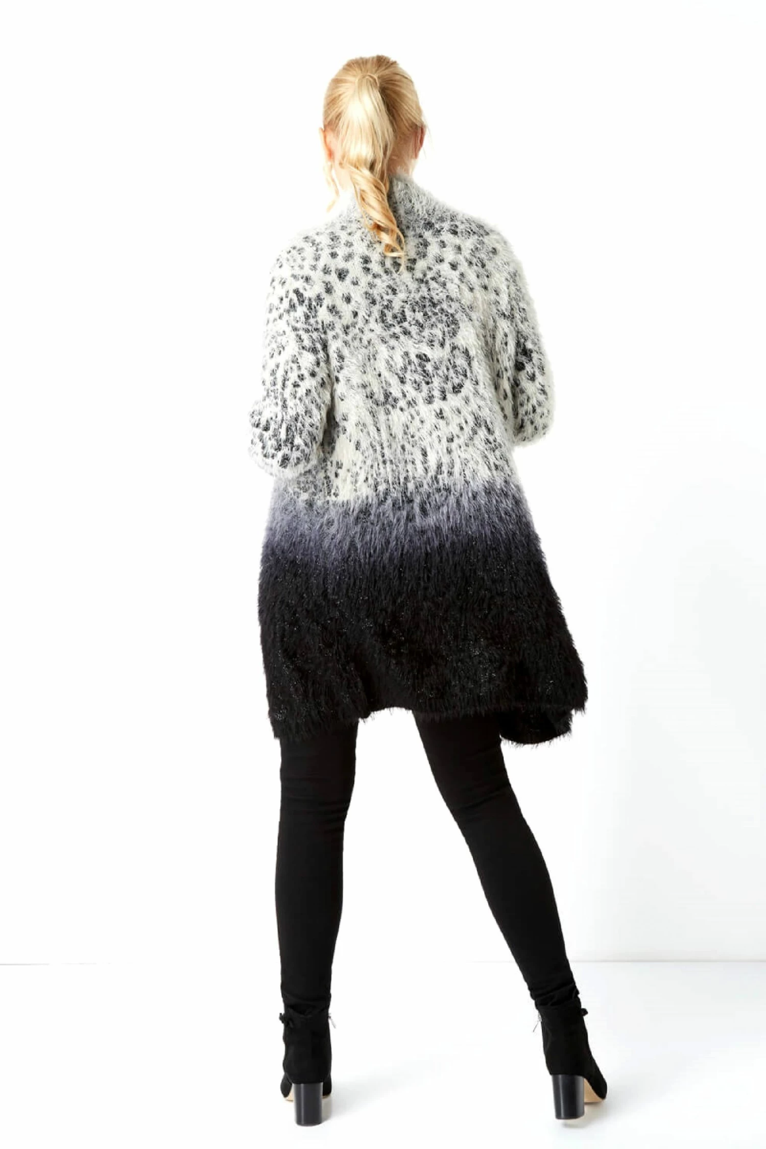 Roman Grey Fluffy Animal Print Longline Cardigan 4 Roman Grey Fluffy Animal Print Longline Cardigan - Image 2