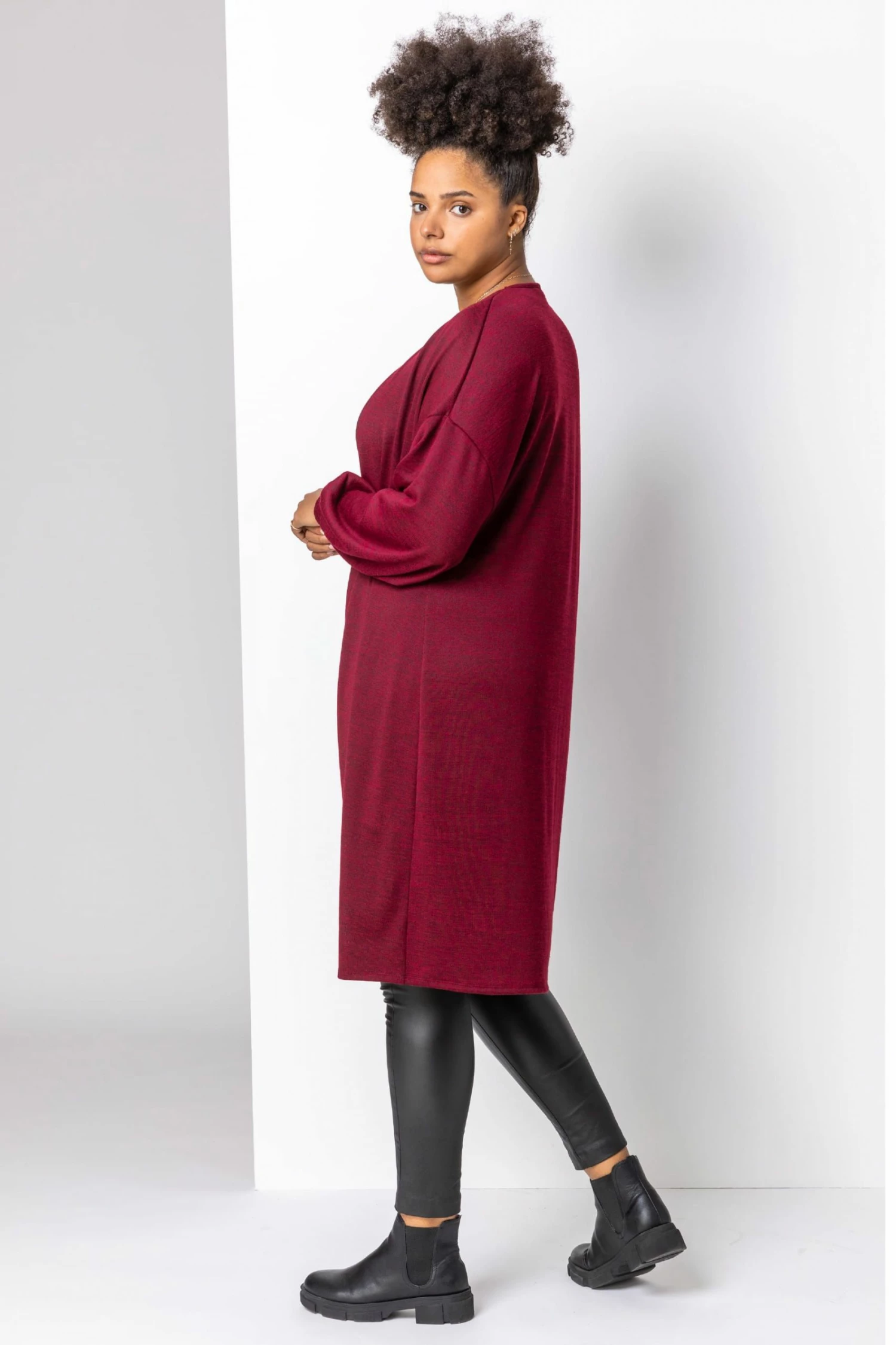 Roman Red Curve Longline Marl Cardigan 4 Roman Red Curve Longline Marl Cardigan - Image 2